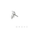 316L SURGICAL STEEL THREADLESS PUSH IN CZ MARQUISE FAN DROP TOP PART